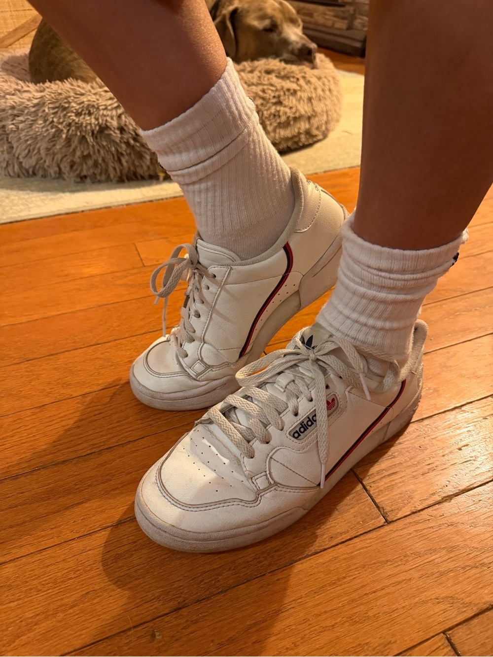 adidas White Sneakers with Red Trim - Women's Casual Trainers
